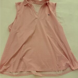 Vineyard Vines Pink and White Performance Sleeveless Polo XL